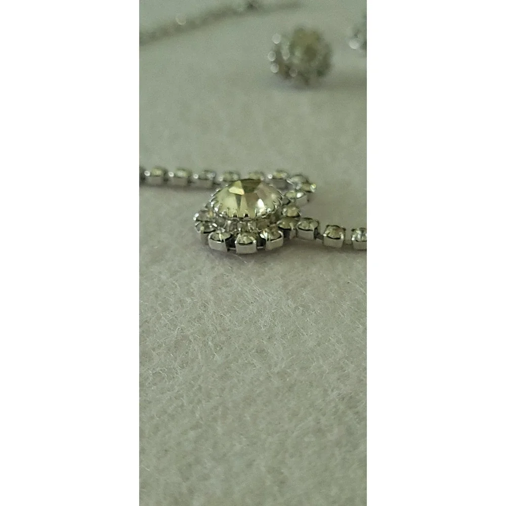 1974 Emmons Crystal Lights Miss America Rhinestone Necklace Earrings Set
